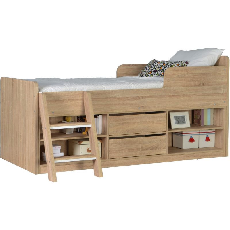 Oak Low Sleeper Cabin Bed with Storage - Felix - Seconique - Image 2
