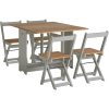 Grey and Pine Space Saving Dining Table and Chairs - Seats 4 - Santos - Image 4
