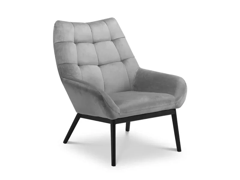 Grey Velvet Tufted Accent Chair - Julian Bowen - Image 2