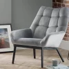 Grey Velvet Tufted Accent Chair - Julian Bowen