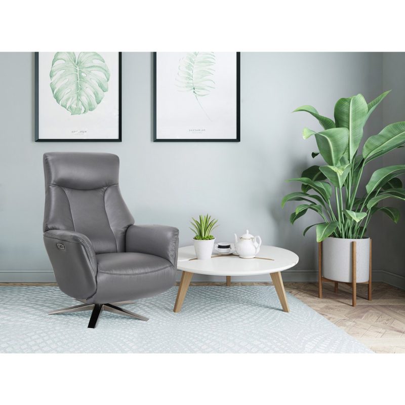 Charcoal Grey Swivel Recliner Chair - Houston - Image 2