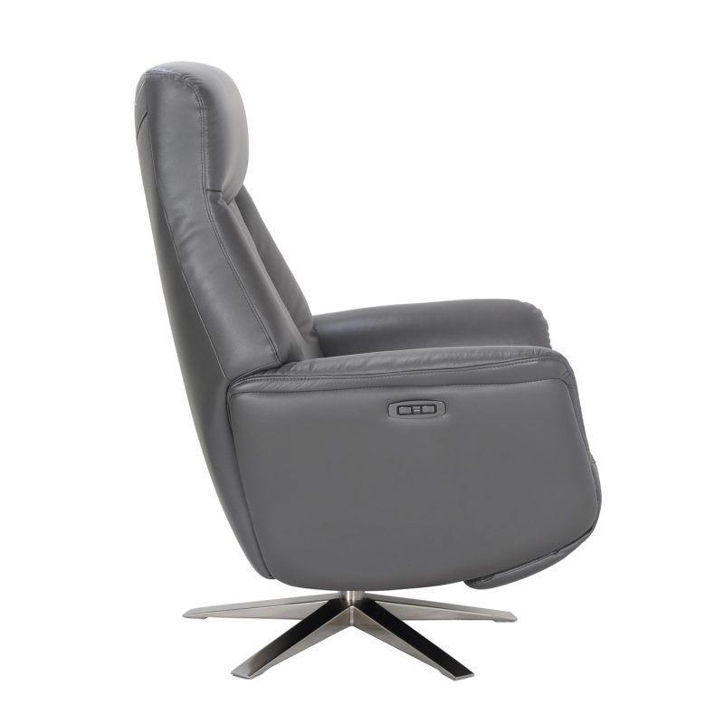 Charcoal Grey Swivel Recliner Chair - Houston - Image 4