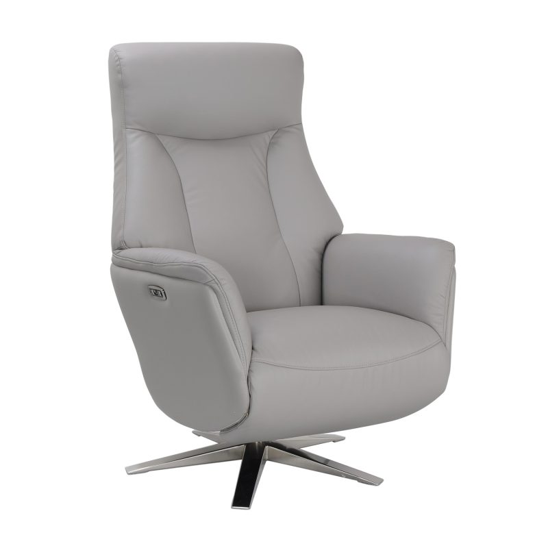 Silver Grey Swivel Recliner Chair - Houston