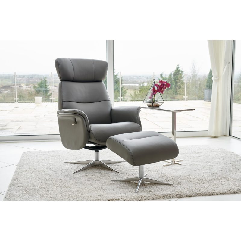 Charcoal Grey Swivel Recliner Chair - Houston