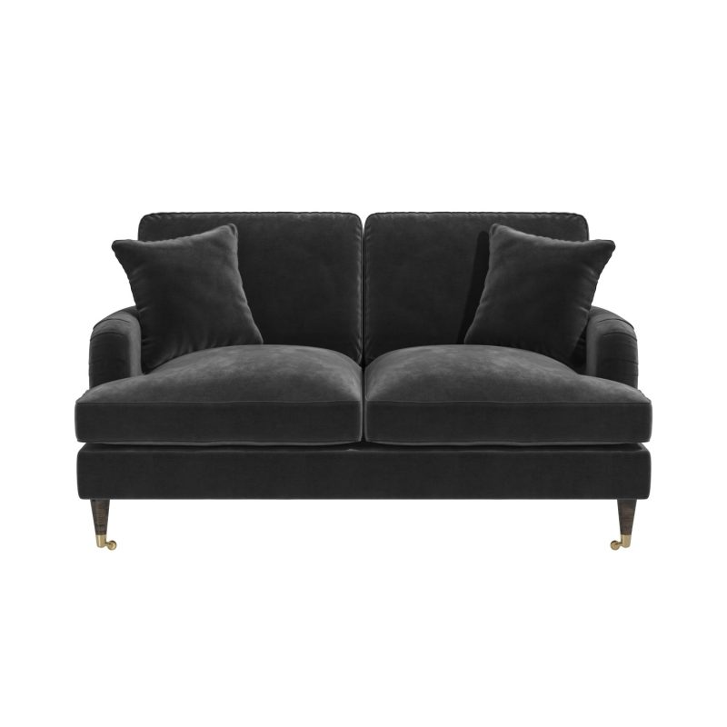 Charcoal Grey Velvet 2 Seater Sofa - Payton - Image 2