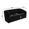 Black Velvet 3 Seater Curved Tub Sofa - Monroe - Image 3