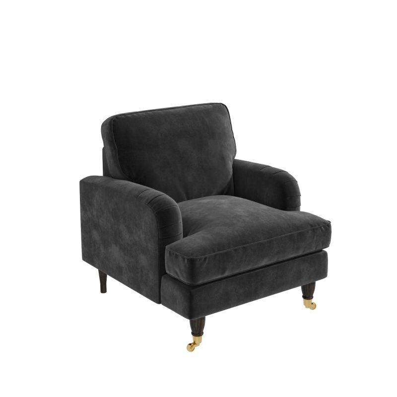Charcoal Grey Velvet Armchair - Payton - Image 5