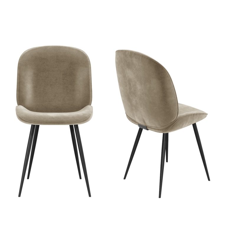 Set of 2 Mink Velvet Chairs - Jenna