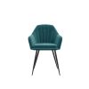 Set of 2 Teal Velvet Armchair Dining Chairs - Logan - Image 4