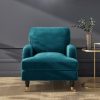 Teal Velvet Armchair and Footstool Set - Payton - Image 2