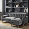 3 Seater Right Hand Facing L Shaped Sofa in Grey Velvet - Idris