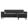 3 Seater Right Hand Facing L Shaped Sofa in Grey Velvet - Idris - Image 3