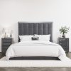 Grey Velvet Super King Size Ottoman Bed with High Headboard - Aaliyah