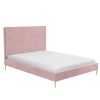 Pink Velvet Double Bed Frame with High Headboard - Aaliyah - Image 4