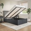 Dark Grey Wooden Small Double Ottoman Bed - Anderson - Image 2