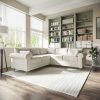 High Back 4 Seater Corner Sofa in Beige Woven Fabric - Aoife - Image 2