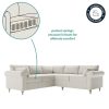 High Back 4 Seater Corner Sofa in Beige Woven Fabric - Aoife - Image 3