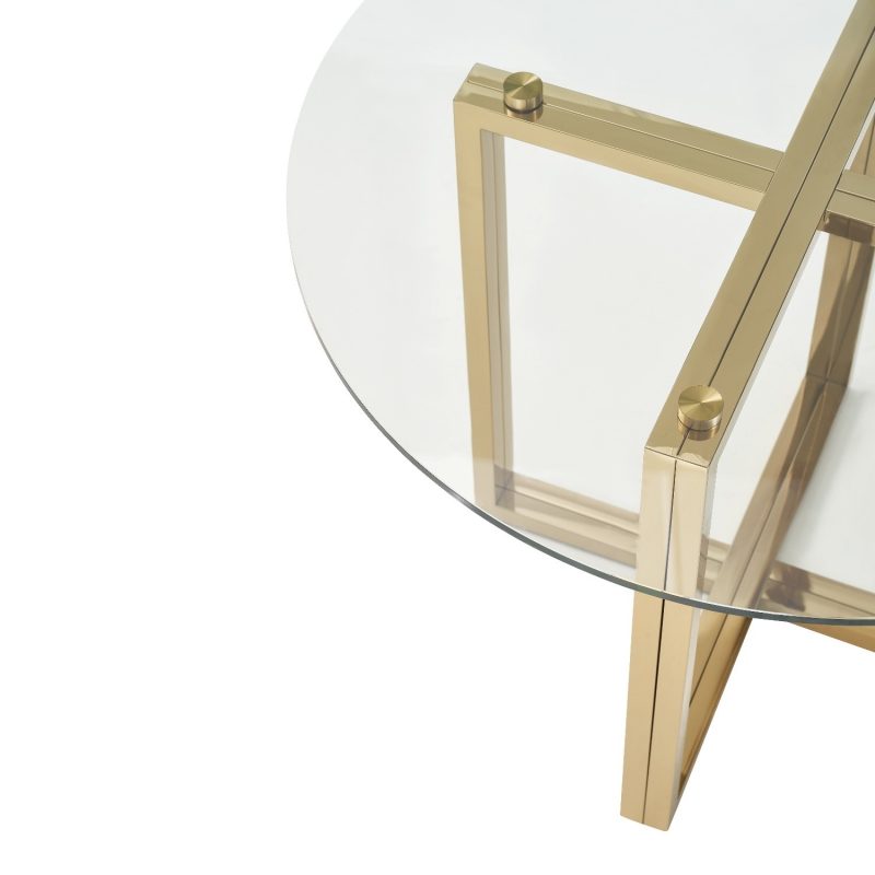 Round Glass Dining Table with Gold Legs - Seats 4 - Alana Boutique - Image 3
