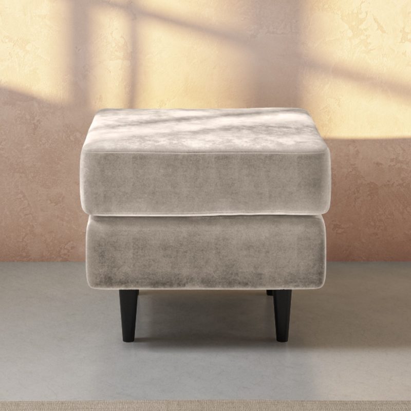 Pocket Spring Footstool in Beige Chenille Fabric - Archie