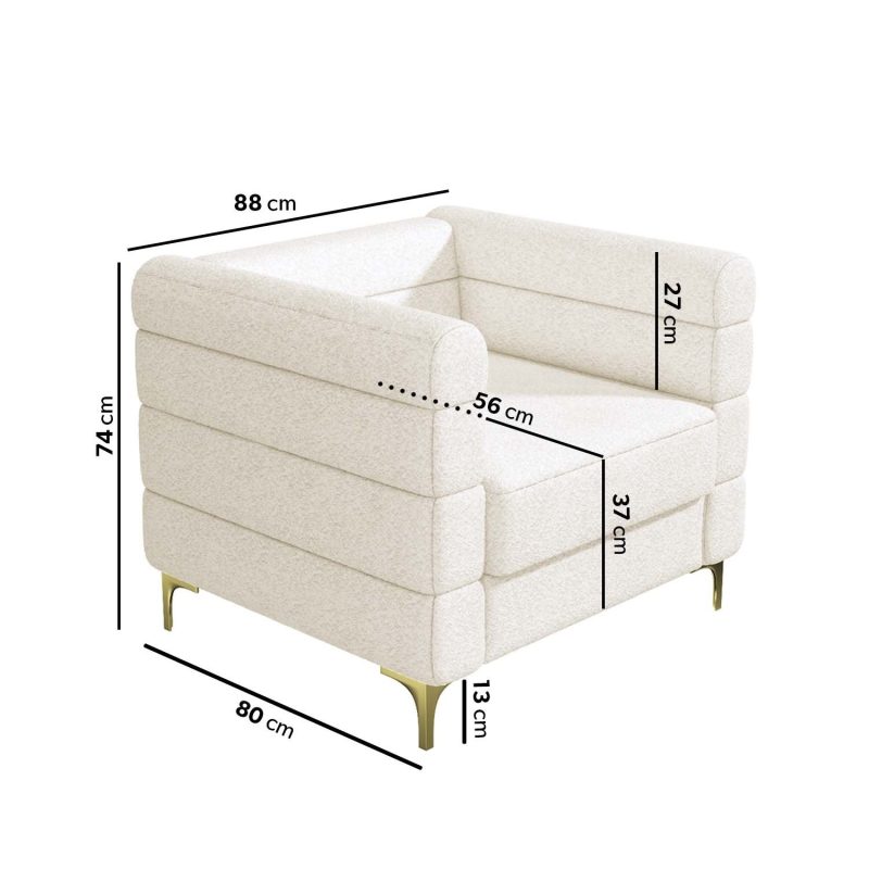 Cream Boucle Armchair - Astrid - Image 2