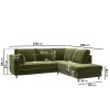 4 Seater Corner Sofa Bed with Storage in Olive Green Velvet - Right Hand Facing - Boe - Image 2