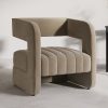 Mink Velvet Art Deco Armchair with Ribbed Detail - Boni
