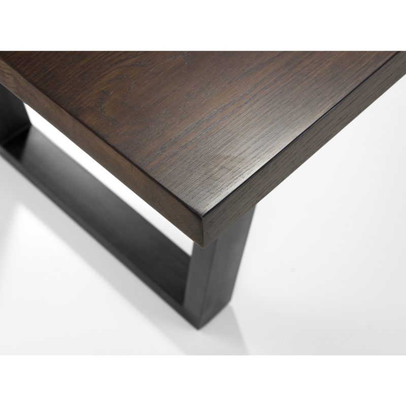Dark Oak Dining Table with 6 Charcoal Faux Leather Dining Chairs - Brooklyn - Image 4