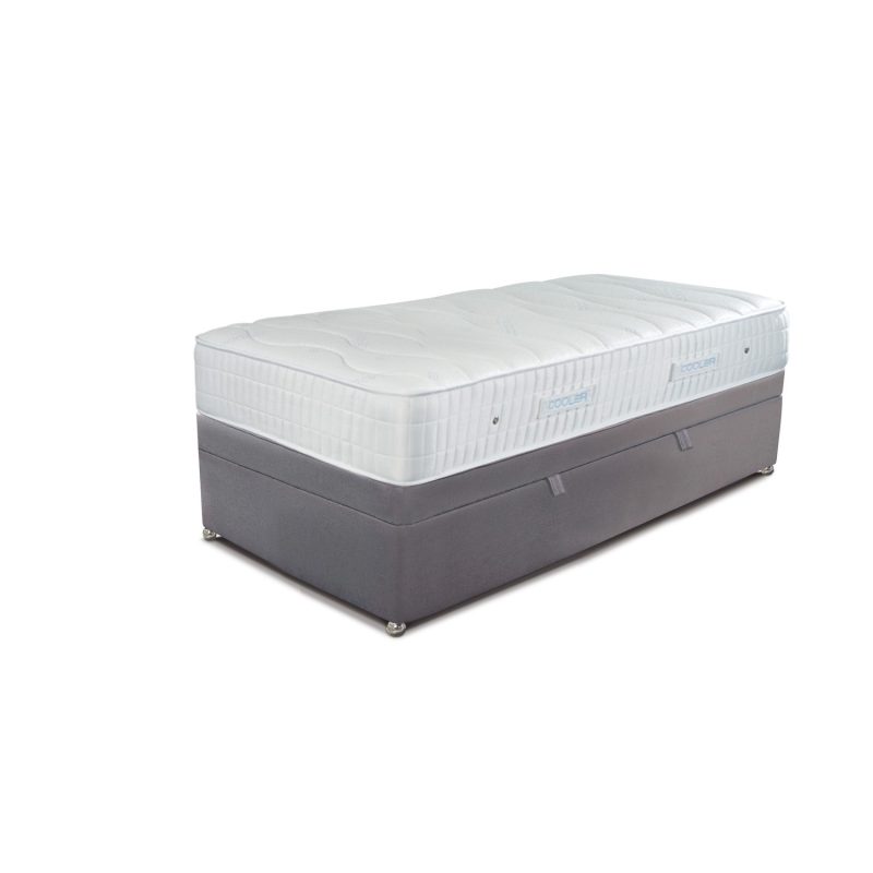 Side Opening Grey Single Ottoman Bed with Pocket Sprung Mattress - Sleepeezee