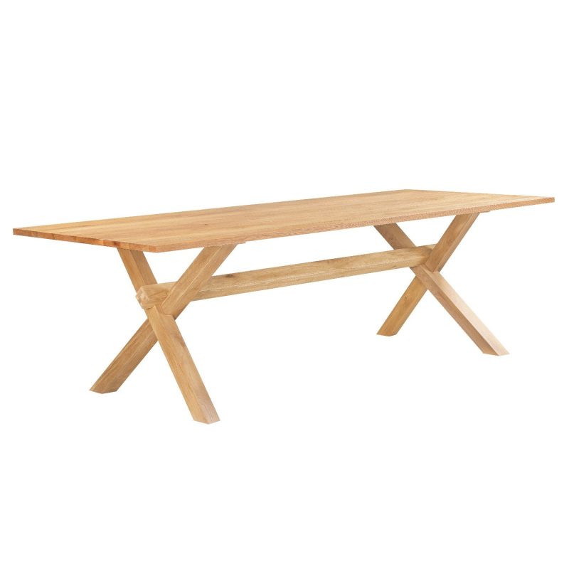 Oak Cross Leg Dining Table with 8 Oak Dining Chairs - Anders - Image 4