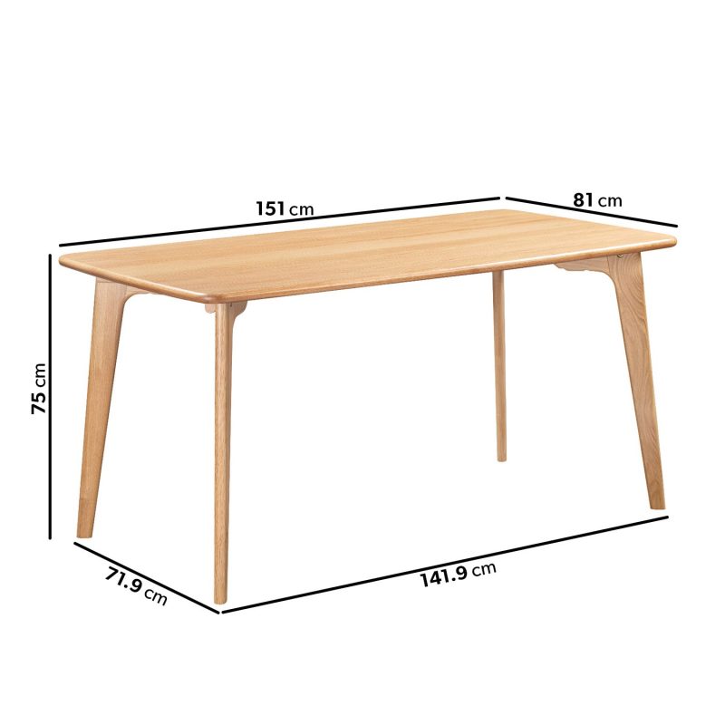 Rectangle Oak Dining Table with 4 Oak Dining Chairs - Anders - Image 2