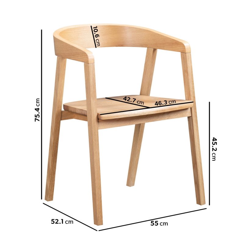 Rectangle Oak Dining Table with 4 Oak Dining Chairs - Anders - Image 3