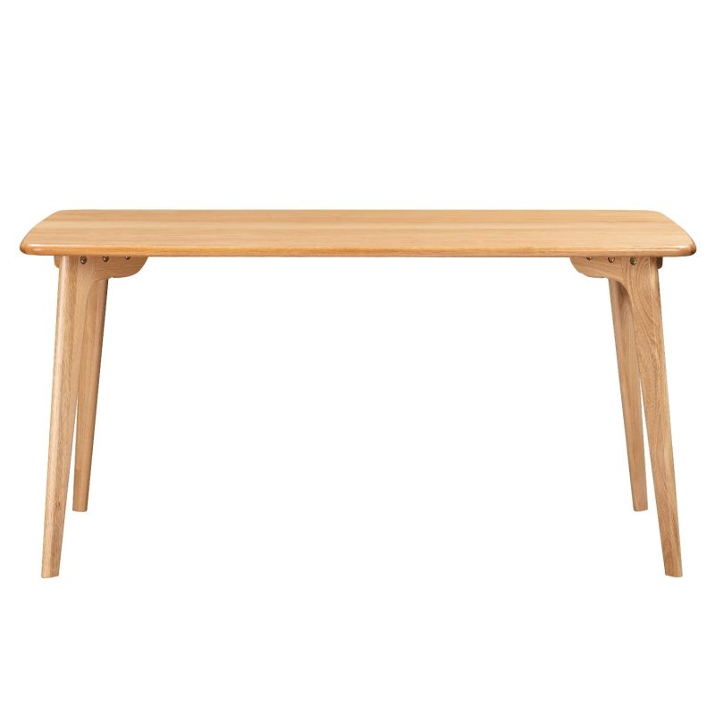 Rectangle Oak Dining Table with 4 Blue Herringbone Fabric Dining Chair - Anders - Image 5