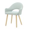 Rectangle Oak Dining Table with 4 Blue Herringbone Fabric Dining Chair - Anders - Image 7