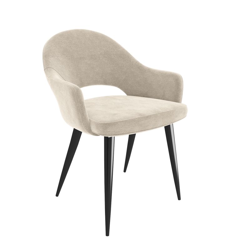 Set of 4 Beige Fabric Dining Armchairs - Colbie - Image 3