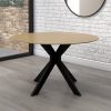 Round Light Oak Drop Leaf Dining Table with 2 Mink Velvet Dining Chairs - Carson - Image 4