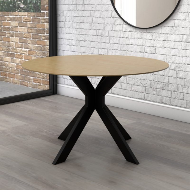 Round Light Oak Drop Leaf Dining Table with 2 Mink Velvet Dining Chairs - Carson - Image 4