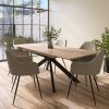 Extendable Oak Dining Table with 6 Beige Faux Leather Dining Chairs - Carson