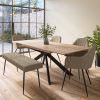 Extendable Oak Dining Table with 4 Beige Faux Leather Dining Chairs and 1 Beige Faux Leather Dining Bench - Carson