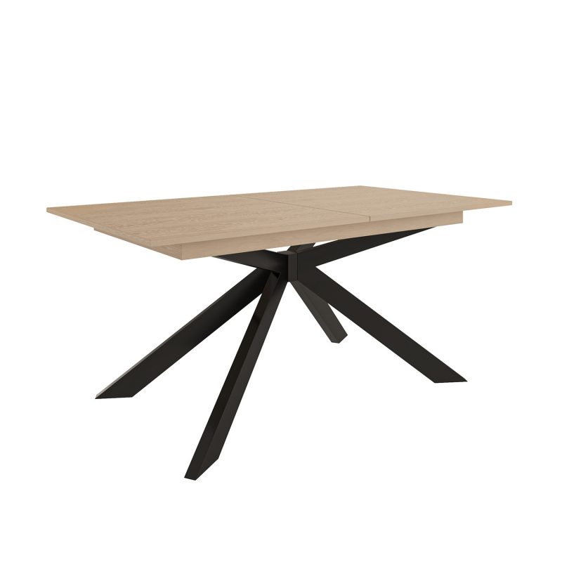 Extendable Oak Dining Table with 4 Beige Faux Leather Dining Chairs and 1 Beige Faux Leather Dining Bench - Carson - Image 5