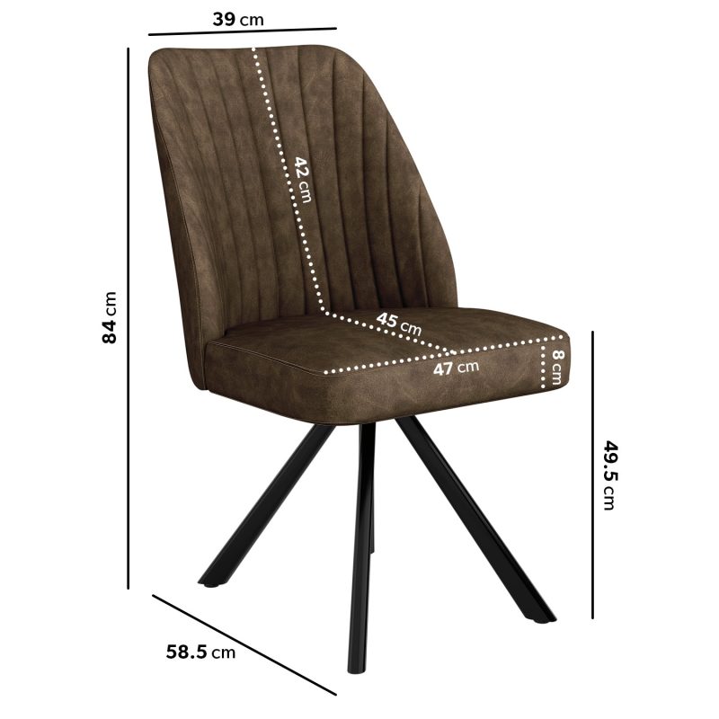 Extendable Black Dining Table with 8 Brown Swivel Faux Leather Dining Chairs - Carson - Image 3