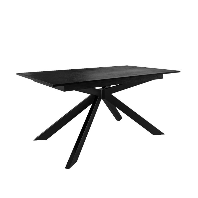 Extendable Black Dining Table with 8 Brown Swivel Faux Leather Dining Chairs - Carson - Image 6