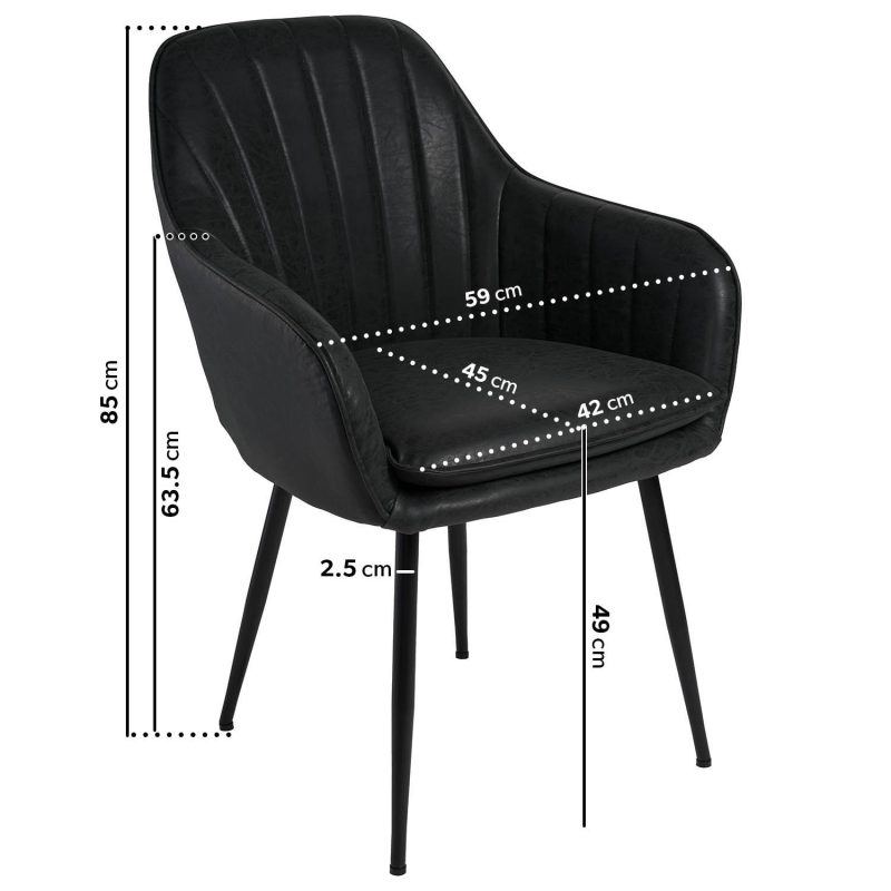 Extendable Black Dining Table with 8 Black Faux Leather Dining Chairs - Carson - Image 4