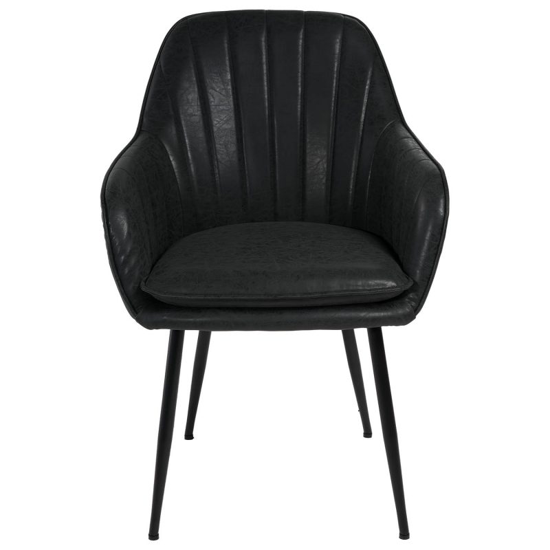 Extendable Black Dining Table with 8 Black Faux Leather Dining Chairs - Carson - Image 5