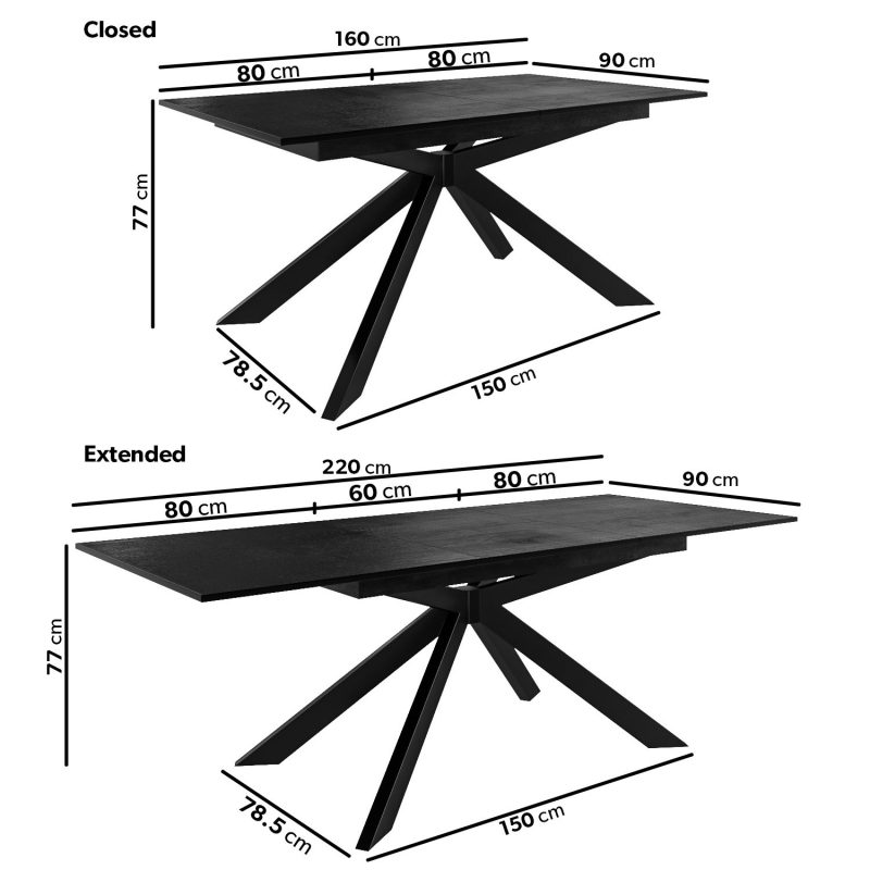 Extendable Black Dining Table with 8 Beige Truffle Swivel Dining Chairs - Carson - Image 2