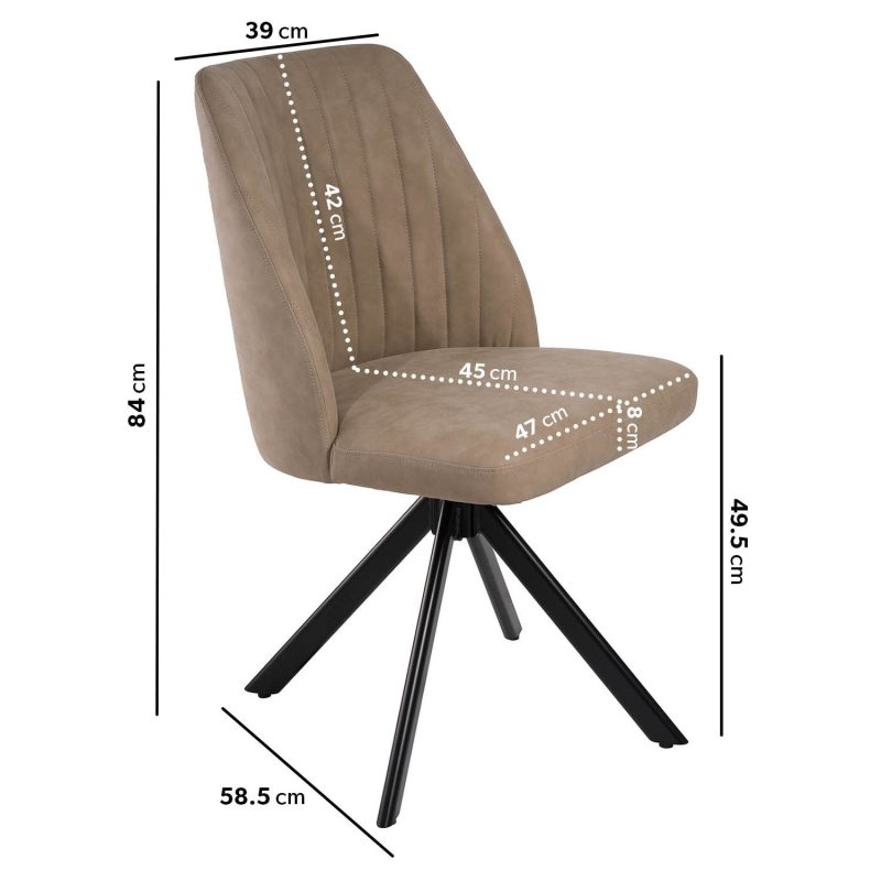 Extendable Black Dining Table with 8 Beige Truffle Swivel Dining Chairs - Carson - Image 3