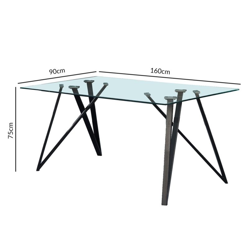 Glass Top Dining Table with 2 Grey Velvet Dining Chairs and 1 Matching Bench - Dax - Image 3