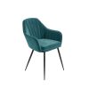 Glass Top Dining Table with 4 Teal Velvet Dining Chairs - Dax - Image 3