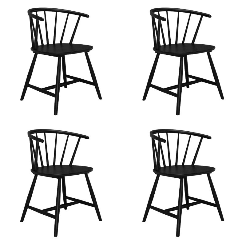 Set of 4 Black Curved Spindle Dining Chairs - Dana