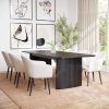 Black Oak Extendable Dining Table with 6 Cream Boucle Dining Chairs - Jarel
