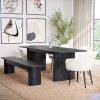 Extendable Black Rectangle Dining Table with 4 Cream Boucle Dining Chairs & Large Black Dining Bench - Jarel